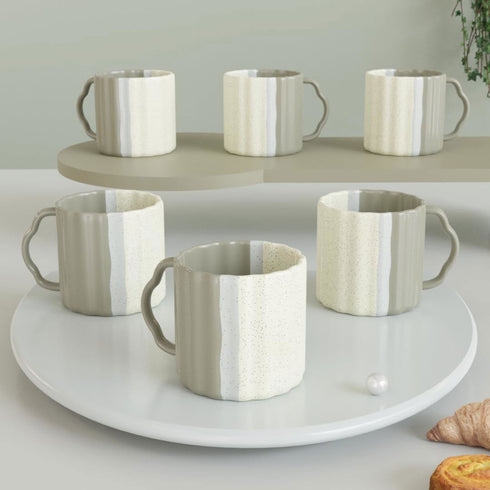 Tritone Grey Frontier Tea Cup Set of 6 - The Earth Store - Cup Sets